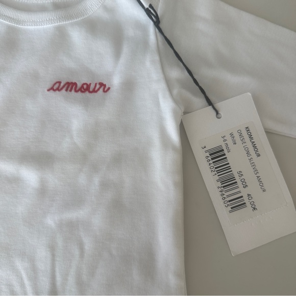 Amour White Long Sleeve Baby Bodysuit - Picture 4 of 7